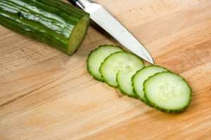 Cucumber sliced and ready for a recipe.