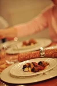 Delicious stuffed eggplant rolls during an Italy culinary tour. 