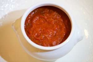 A fresh batch of homemade tomato sauce made during a cooking vacation in Italy with The International Kitchen.