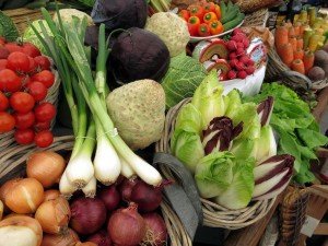 Fresh produce for a cooking class in Italy