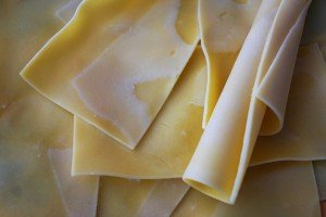Fresh egg pasta noodles during a cooking vacation in Italy