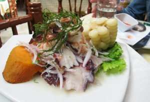 Tasty Peruvian ceviche on a cooking vacation in Peru.