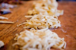 Tagliatelle pasta on a cooking vacation in Tuscany