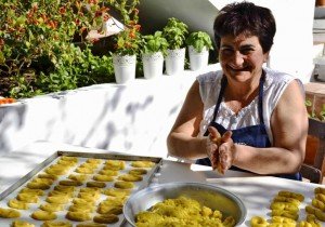 Chef Katerina makign pastries during a cooking vacation in Greece