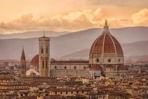 The Duomo of Florence seen from the distance during a tour of Tuscany with The International Kitchen.