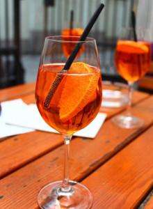 Spritz cocktails enjoyed on a food and wine tour of Italy.