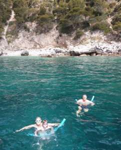 Swimming off the isle of Capri on a culinary vacation in Italy with The International Kitchen.