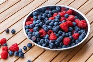 Berries during a summer picnic.