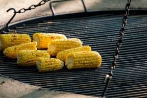 Fourth of July corn on the cob during an Independence Day BBQ.