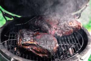 Smoked pork during a traditional southern cookout. 