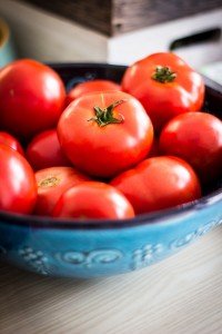 Bowl of fresh tomatoes ready for a cooking class