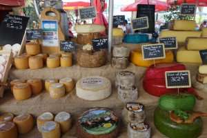 Cheese at the market in St. Remy, Provence.
