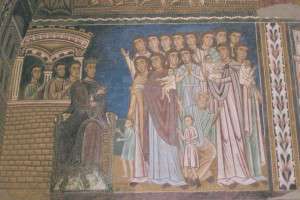A fresco on the lives of Constantine and San Silvestro in Rome.