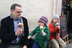 Enjoying gelato together by the Pantheon.