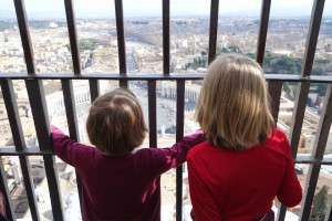 Climbing the cupola of Saint Peter's and looking out over Rome.