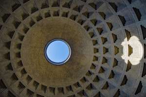 The oculus of the great dome of the Roman Pantheon.