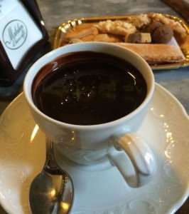 A rich, creamy cup of hot chocolate from a cooking vacation in Italy.