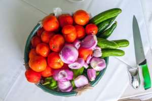 Tasty fresh vegetables enjoyed during our cooking vacations in Greece.