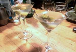 Martini cocktails with olives =.