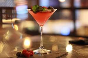 A fruity martini ready to be enjoyed.