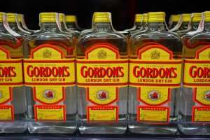 An example of London dry gin during a cocktail making class.