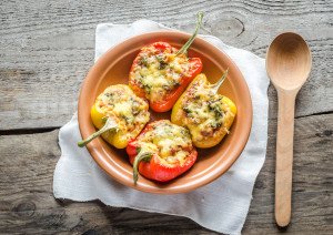 Italian style stuffed peppers made during a culinary vacation in Abruzzo