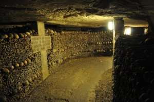 The catacombs of Paris in the 14th arrondissement.