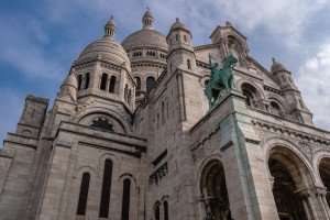 The Basilica of the Sacre Coeur in the Montmartre neighborhood.