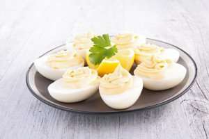 Delicious eggs with tuna sauce made Italian style during a cooking class.