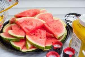 Delicious watermelon at a picnic on a hot summer day.
