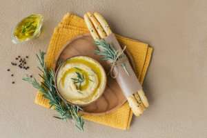 Tasty bean dip with rosemary.
