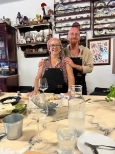 Sofia and her son leading your cooking classes in Portugal.