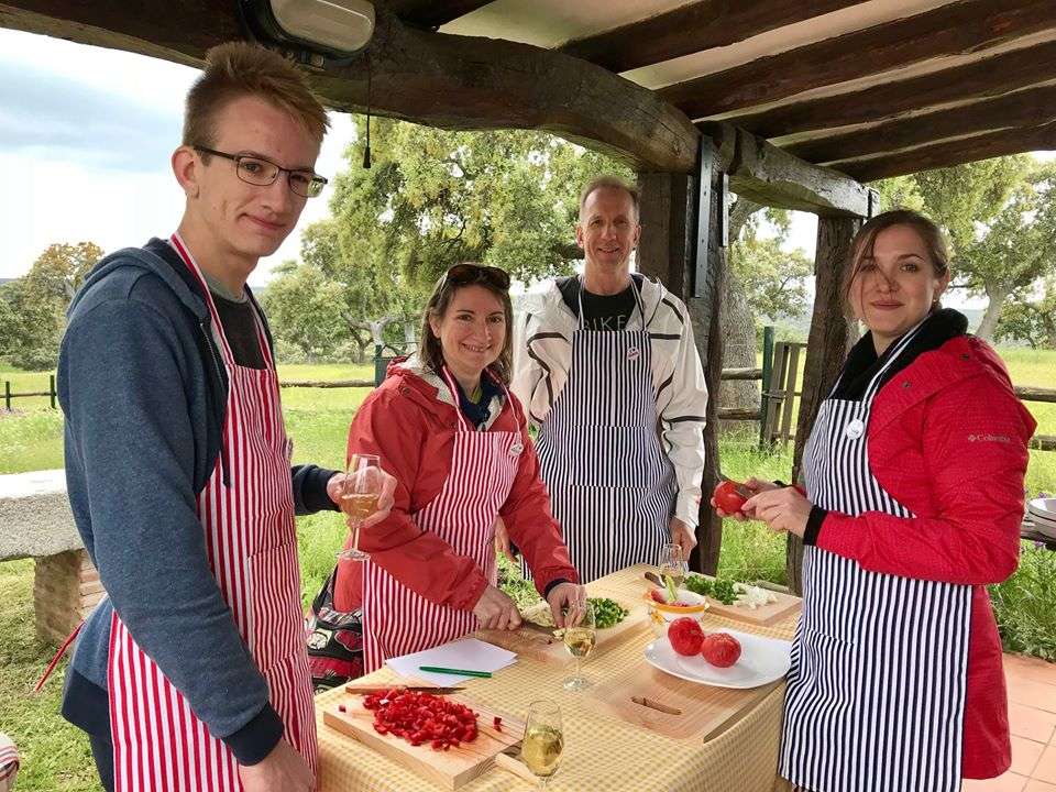 Cooking outside during a culinary vacation in Andalusia with The International Kitchen.