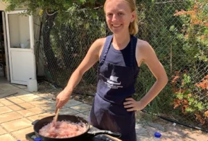Cooking at the farm in Greece.