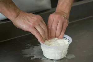 Cheese making class during your Molise cooking vacation.