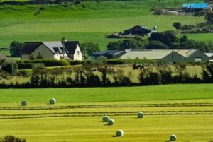 Farmland in west county Cork, Ireland.