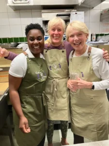 Two culinary travelers with your hostess Sandra.