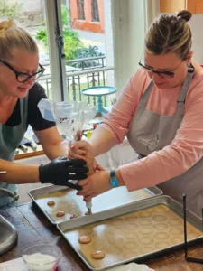 Making macarons with chef Denise.