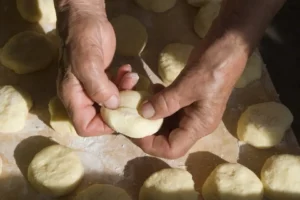 Making dumplings on a Prague food tour.