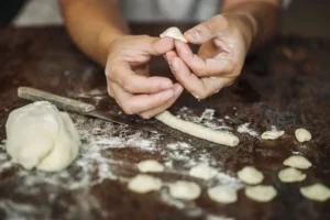 Making orecchiette in Puglia, Italy