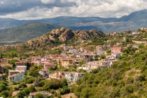 The city of Nuoro in the mountainous interior of Sardinia.