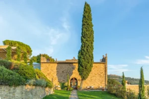 The Falconiere estate in Tuscany, view of the restaurant.