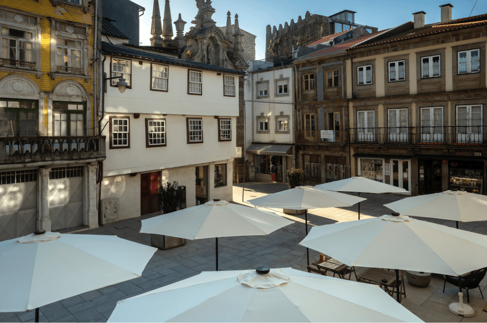 Image for A view of the square from the Porta Nova Colleciton House in Braga.