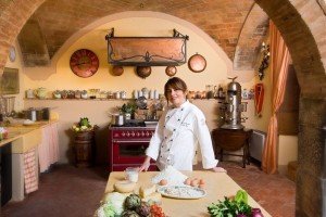 Chef Silvia Baracchi ready for a cooking class in Tuscany