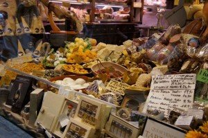 Local products for sale on a culinary tour of Italy