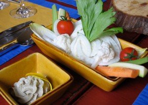 Veggies and anchoiade during a cooking class in France