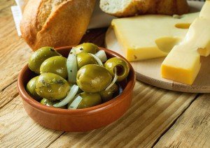 Olives and cheese on a culinary vacation in Italy