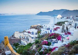 A view of Santorini, Greece, home for your cooking vacation.