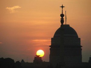 A view of the sunset in Delhi during a culinary tour in India