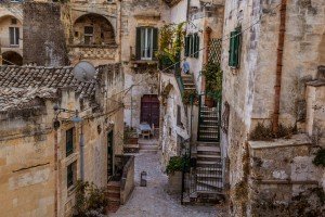 A street in the ancient town of Matera, Italy